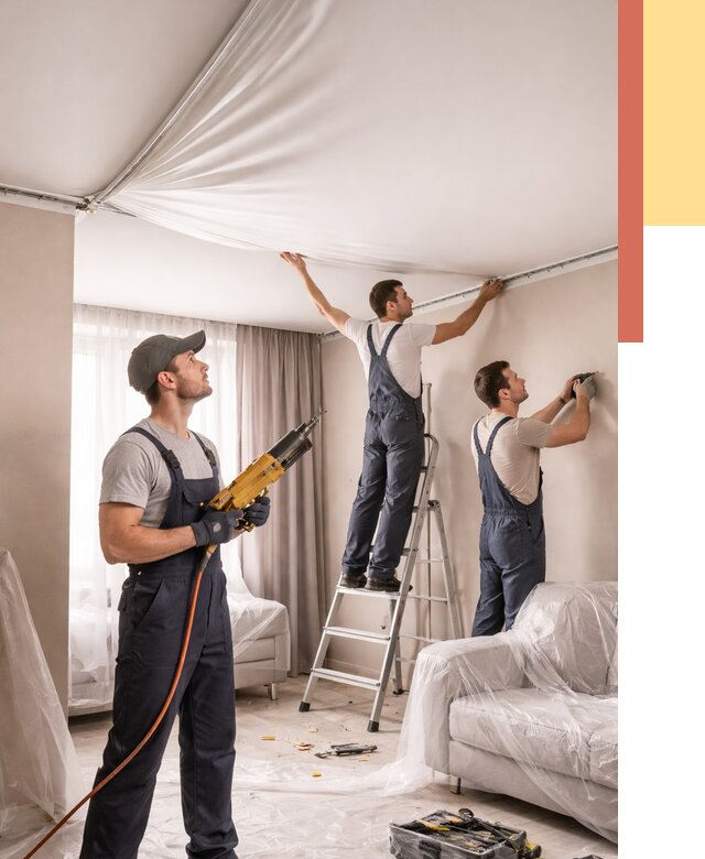 Установка натяжного потолка в Глазове от 4591 руб. | Быстро и недорого — ОТДЕЛОЧНИК-Глз