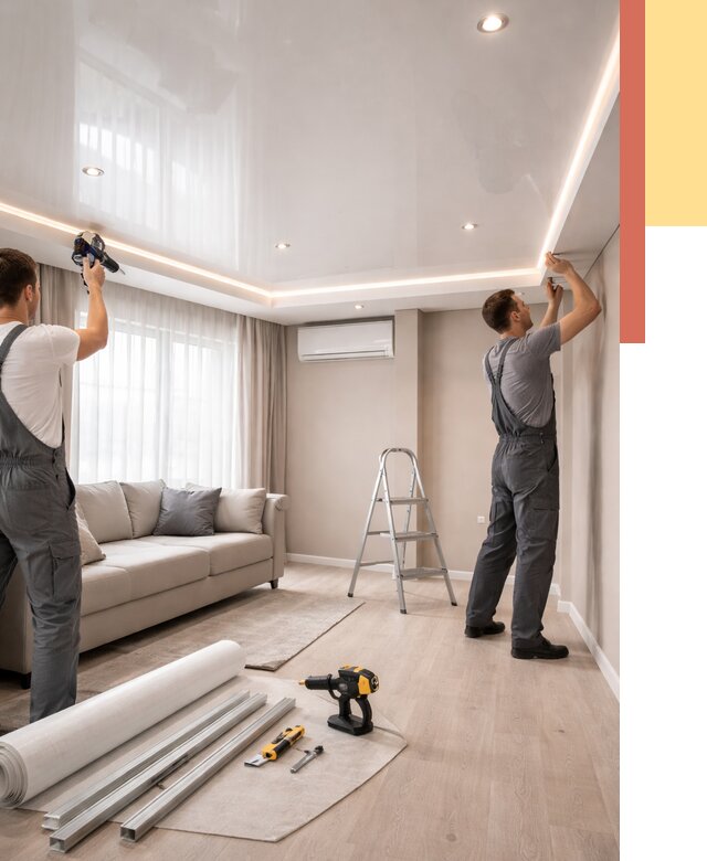 Монтаж глянцевого натяжного потолка в Глазове от 765 руб. под ключ | ОТДЕЛОЧНИК-Глз