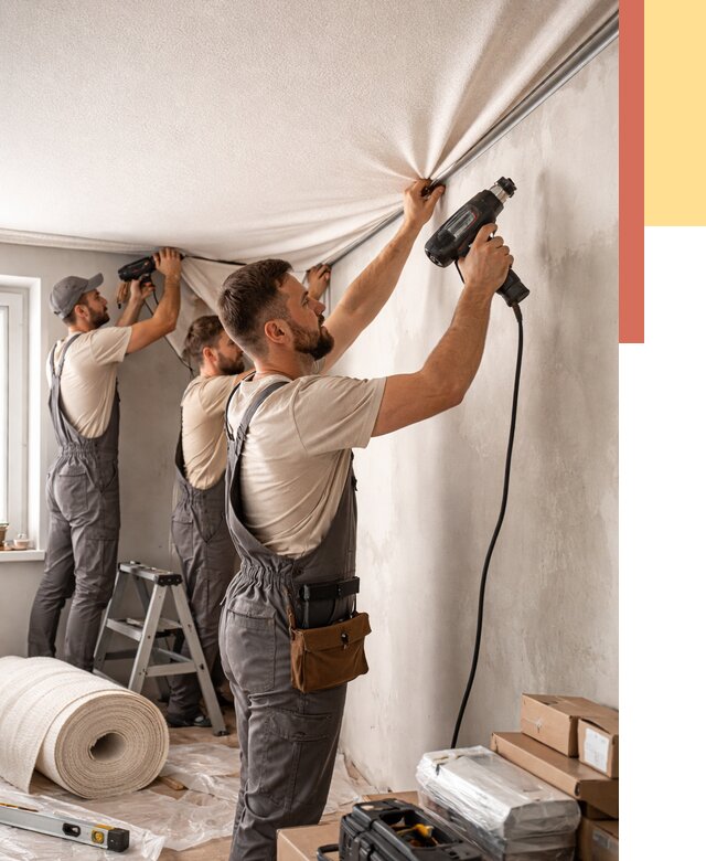 Монтаж фактурного натяжного потолка в Глазове от 765 руб. — ОТДЕЛОЧНИК-Глз