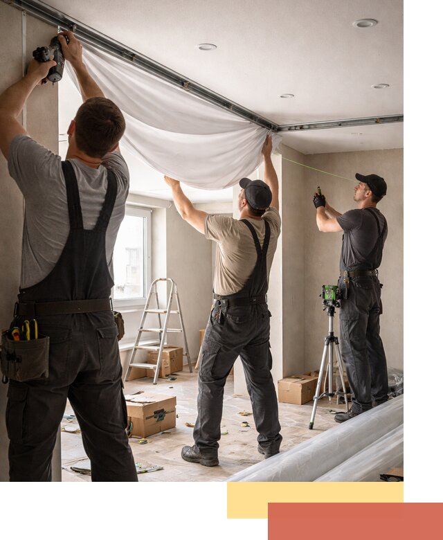 Монтаж парящего натяжного потолка под ключ в Глазове