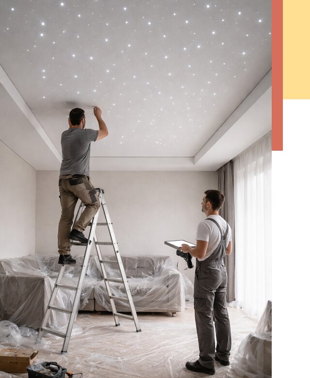 Монтаж натяжного потолка «звездное небо» в Глазове от 6632 руб. | ОТДЕЛОЧНИК-Глз