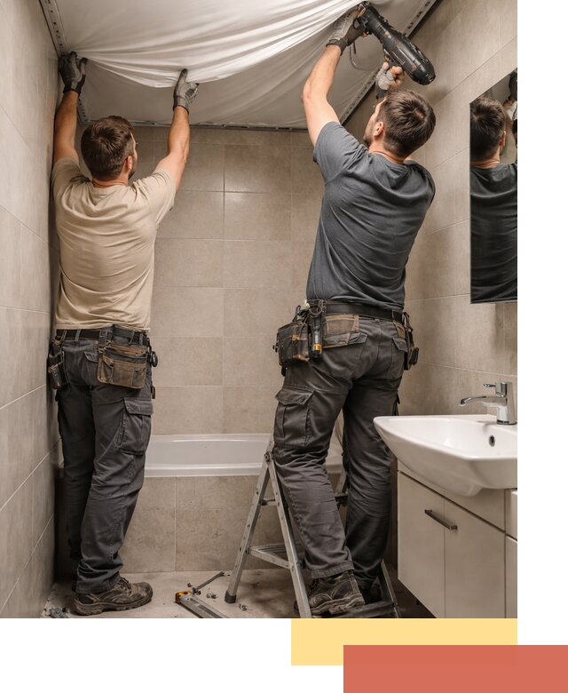 Монтаж натяжного потолка в ванной в Глазове быстро и качественно