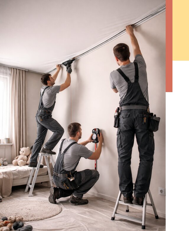 Монтаж натяжного потолка в детской в Глазове от 3571 руб. — быстро и недорого | ОТДЕЛОЧНИК-Глз