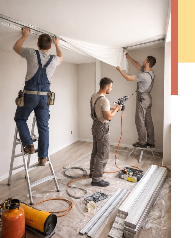 Монтаж натяжного потолка в студии в Глазове от 5612 руб. — быстро и недорого | ОТДЕЛОЧНИК-Глз