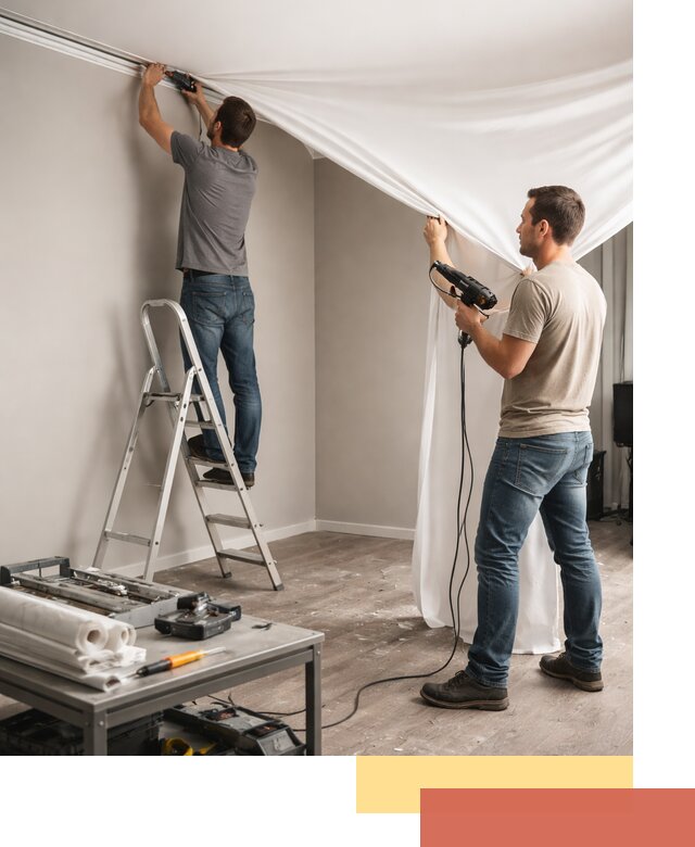 Монтаж натяжного потолка в студии в Глазове