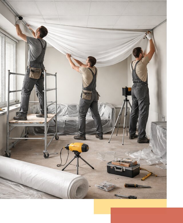 Монтаж натяжного потолка в офисе в Глазове