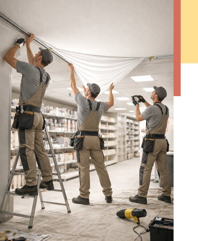 Монтаж натяжного потолка в магазине в Глазове от 4591 руб. быстро и недорого | ОТДЕЛОЧНИК-Глз