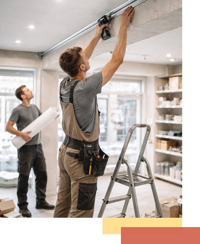 Монтаж натяжных потолков в магазине в Глазове