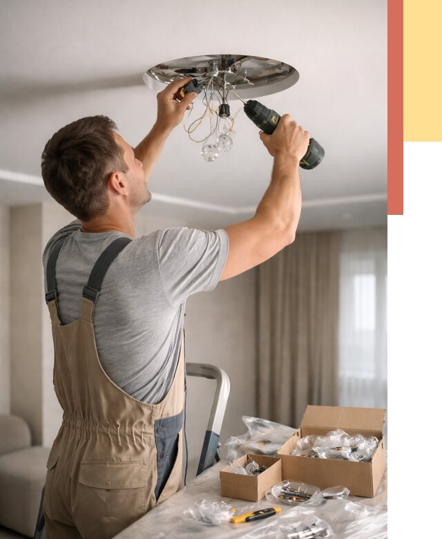 Установка люстры в натяжной потолок в Глазове от 1224 руб. | Быстро и недорого — ОТДЕЛОЧНИК-Глз