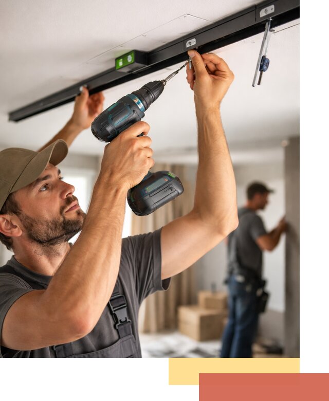 Установка трековых светильников в натяжной потолок в Глазове