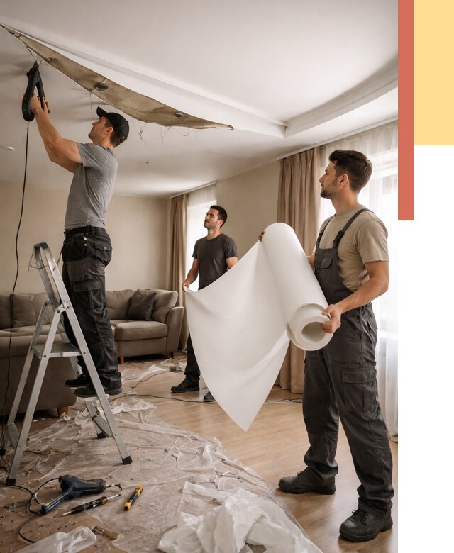 Замена полотна натяжного потолка в Глазове от 9693 руб. быстро и недорого | ОТДЕЛОЧНИК-Глз