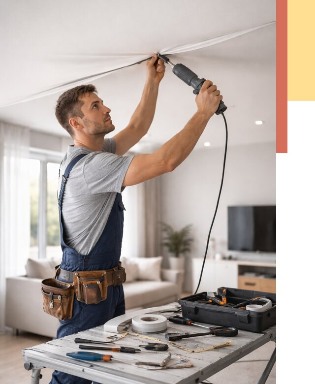 Ремонт натяжных потолков в Глазове от 9693 руб. под ключ — ОТДЕЛОЧНИК-Глз