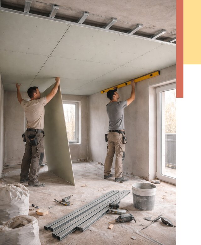 Одноуровневый потолок из гипсокартона в Глазове от 765 руб. — монтаж под ключ | ОТДЕЛОЧНИК-Глз