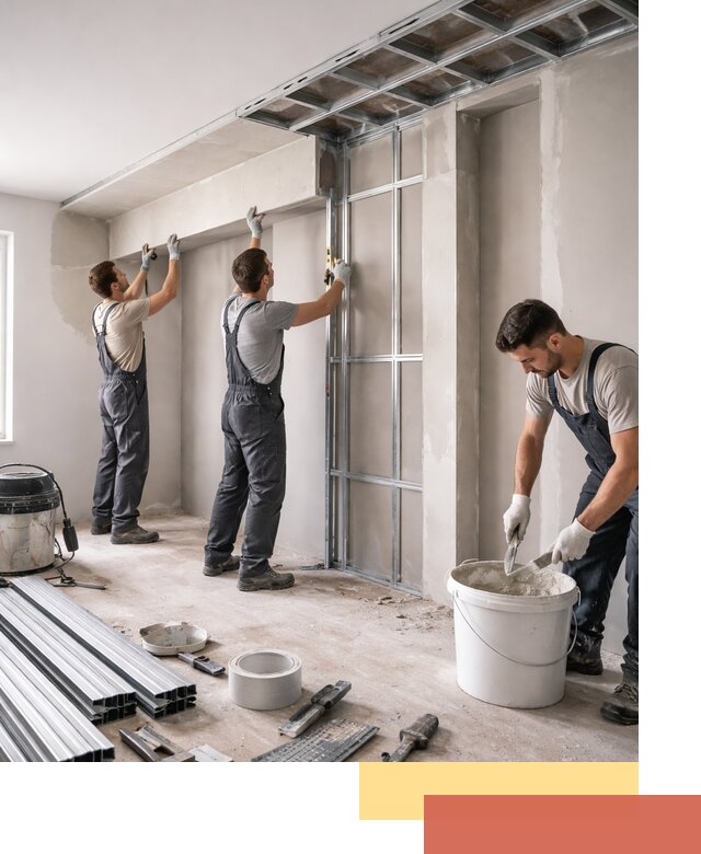 Монтаж потолка из гипсокартона с нишей в Глазове