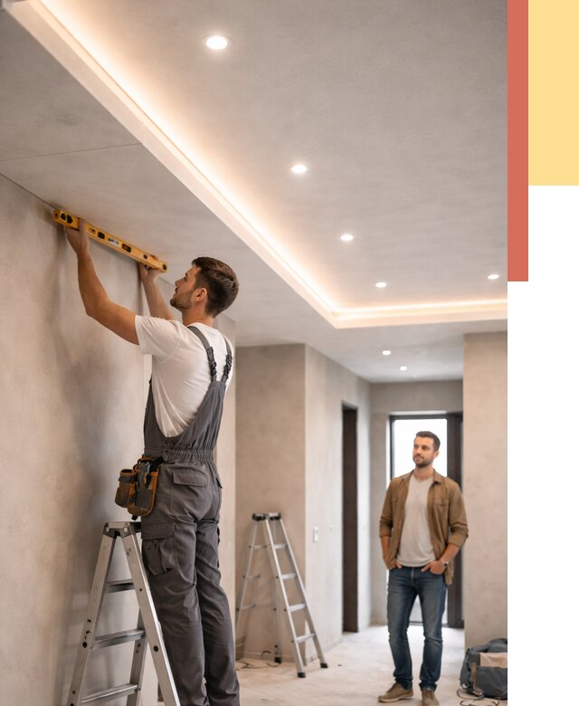 Потолок из гипсокартона с подсветкой в Глазове от 765 руб./м2 под ключ | ОТДЕЛОЧНИК-Глз