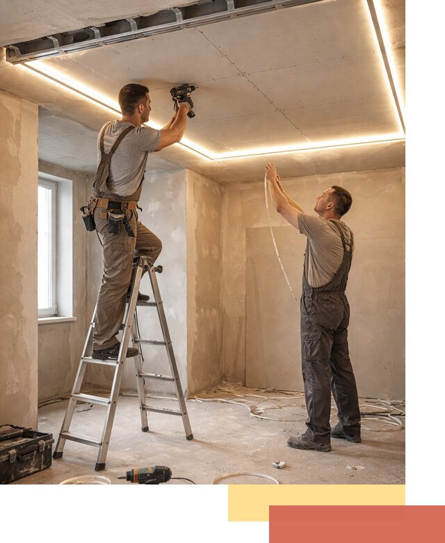 Потолок из гипсокартона с подсветкой в Глазове