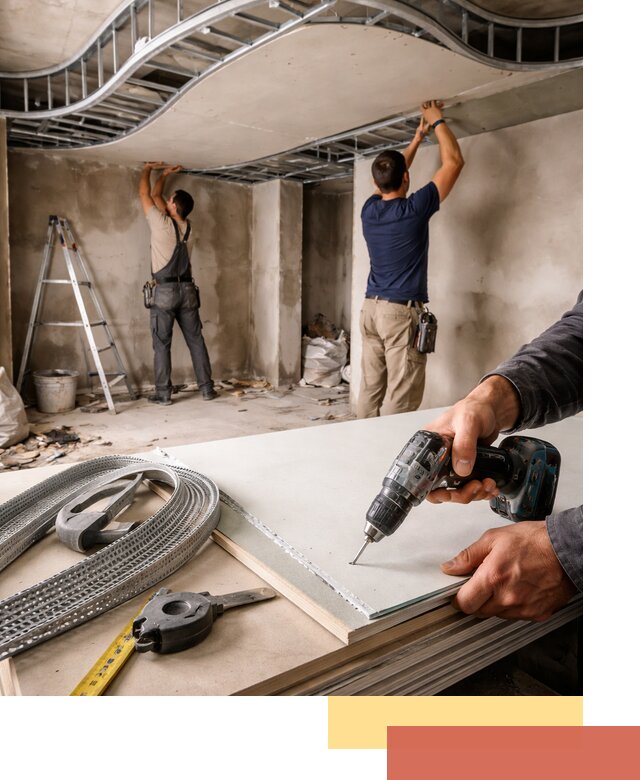 Криволинейный потолок из гипсокартона в Глазове — монтаж и отделка