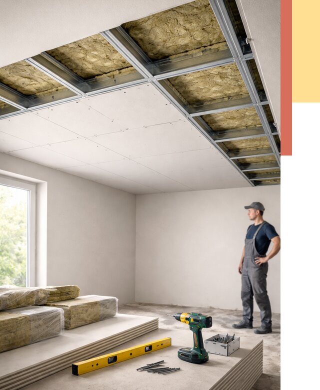 Звукоизоляция потолка ГКЛ в Глазове от 969 руб. — монтаж под ключ | ОТДЕЛОЧНИК-Глз