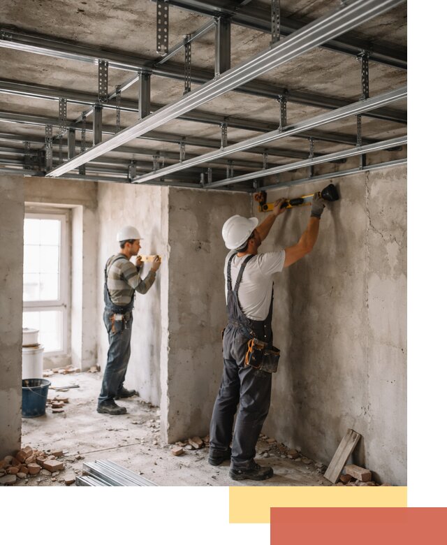 Монтаж каркаса потолка из профильного профиля в Глазове