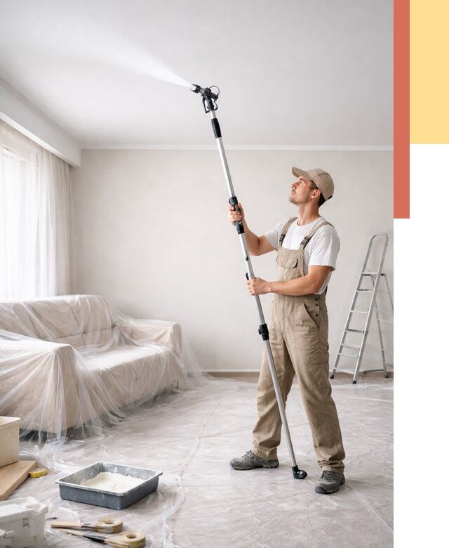 Покраска потолка краскопультом в Глазове от 4591 руб. быстро и недорого | ОТДЕЛОЧНИК-Глз