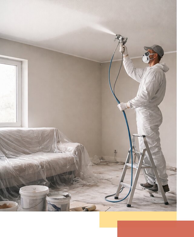 Покраска потолка краскопультом в Глазове быстро и качественно