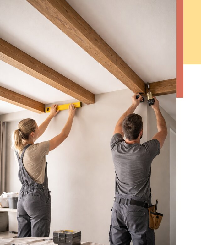 Монтаж декоративных балок на потолок в Глазове от 4285 руб. — ОТДЕЛОЧНИК-Глз