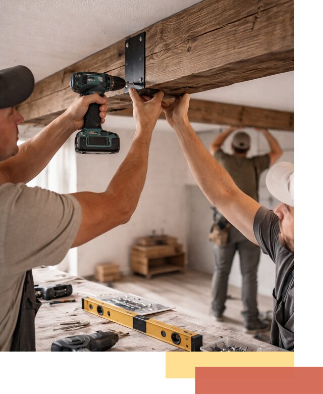 Монтаж декоративных потолочных балок в Глазове